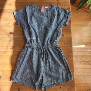 Denim Romper w back zipper